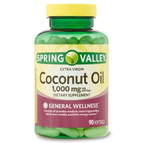 Spring Valley Extra Virgin Coconut Oil Dietary Supplement Softgel; 1; 000 mg; 90 Count
